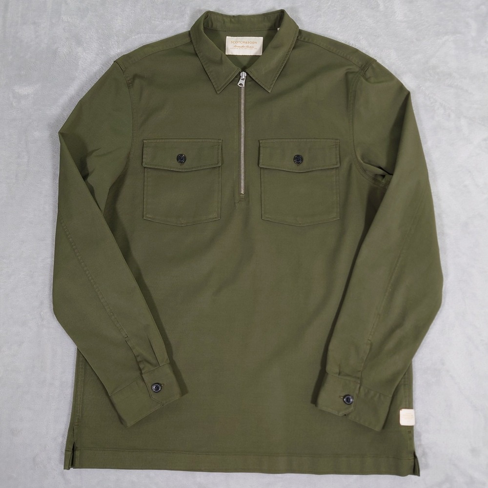 Scotch & Soda Mechanic Overshirt Mens L Army Green Military Field Spec 160668
